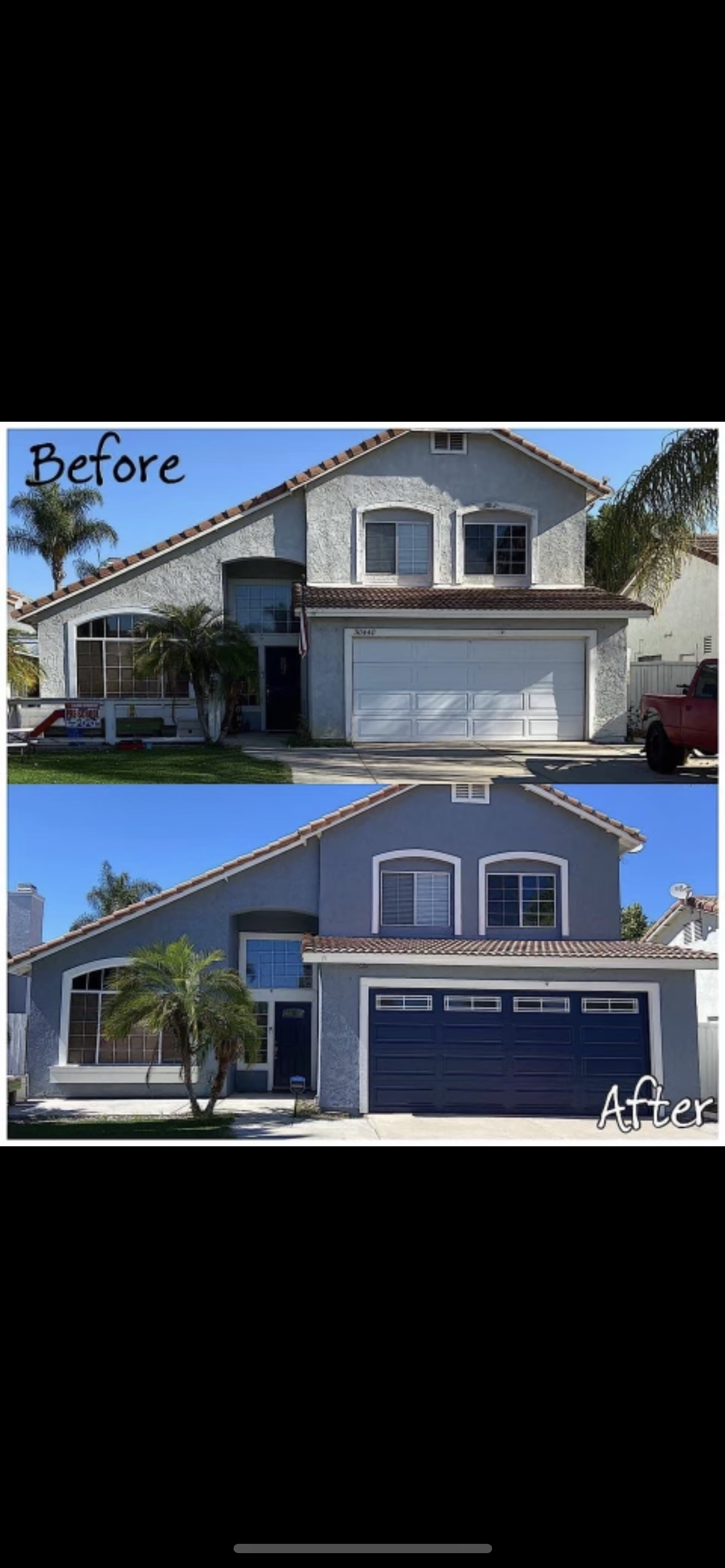 Before and after exterior painting transformation