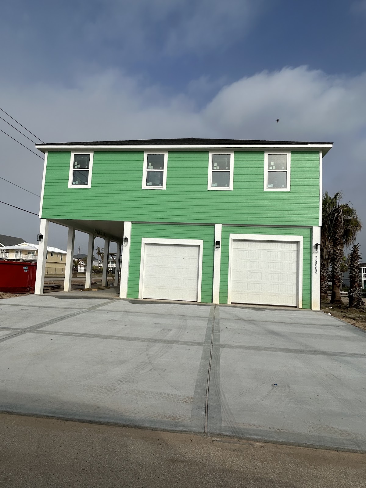 Bright green exterior